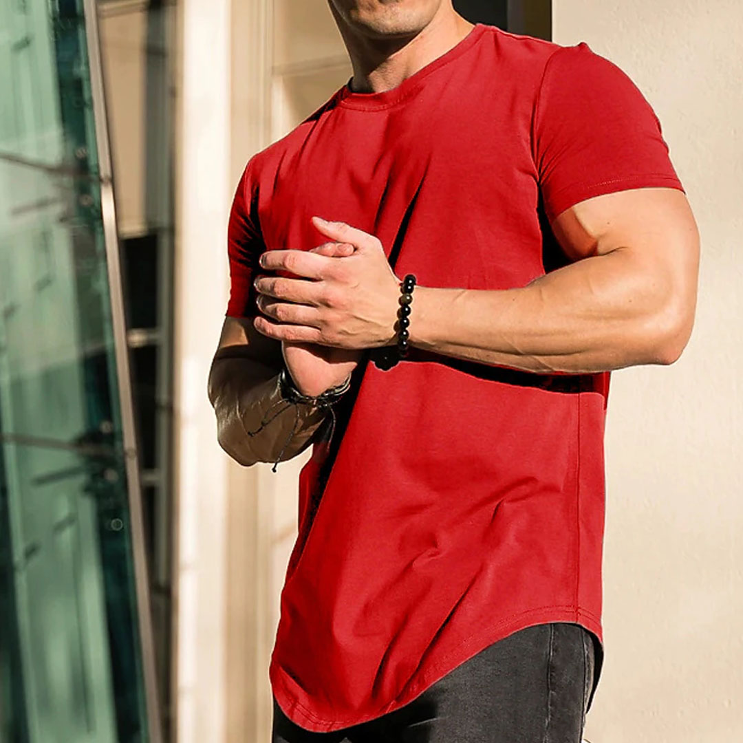 Men's Solid Color Basic Casual T-shirt