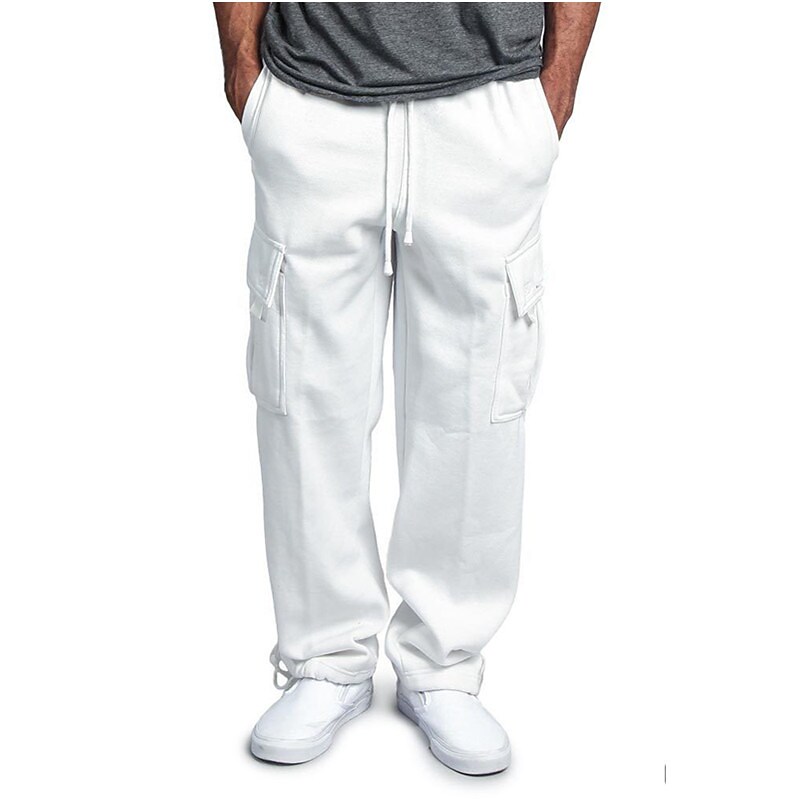 Men's Straight Cargo Pants Trousers Casual Pants Wide Leg Pants Pants Drawstring Elastic