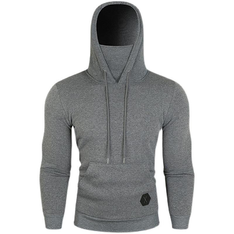 Men's Solid Color Stretch Casual Hoodie