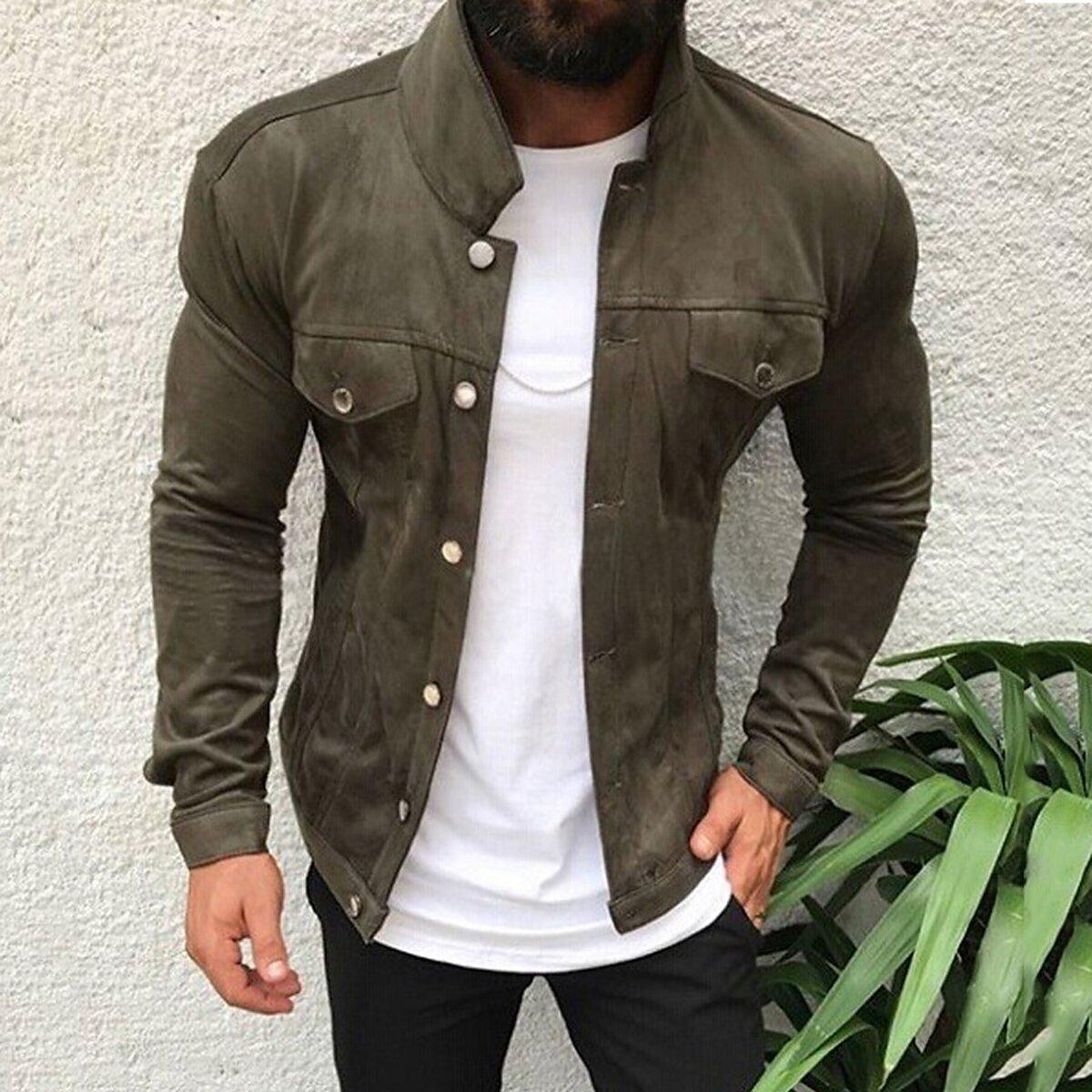 Men's Suede Sand-up Collar Casual Stretch Outdoor Jacket