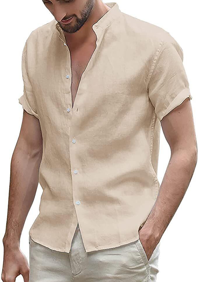 Men's Stand-up Collar Cotton Blend Breathable Shirt