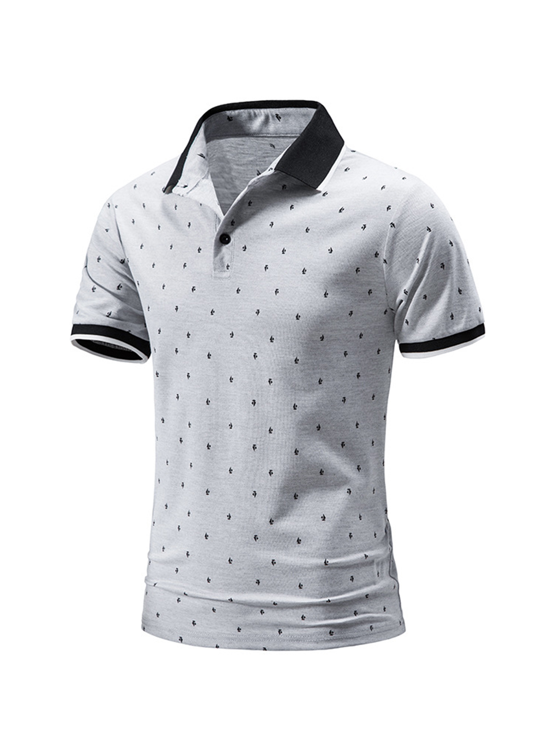 Men's Polka-dot Printed Casual Polo T-shirt