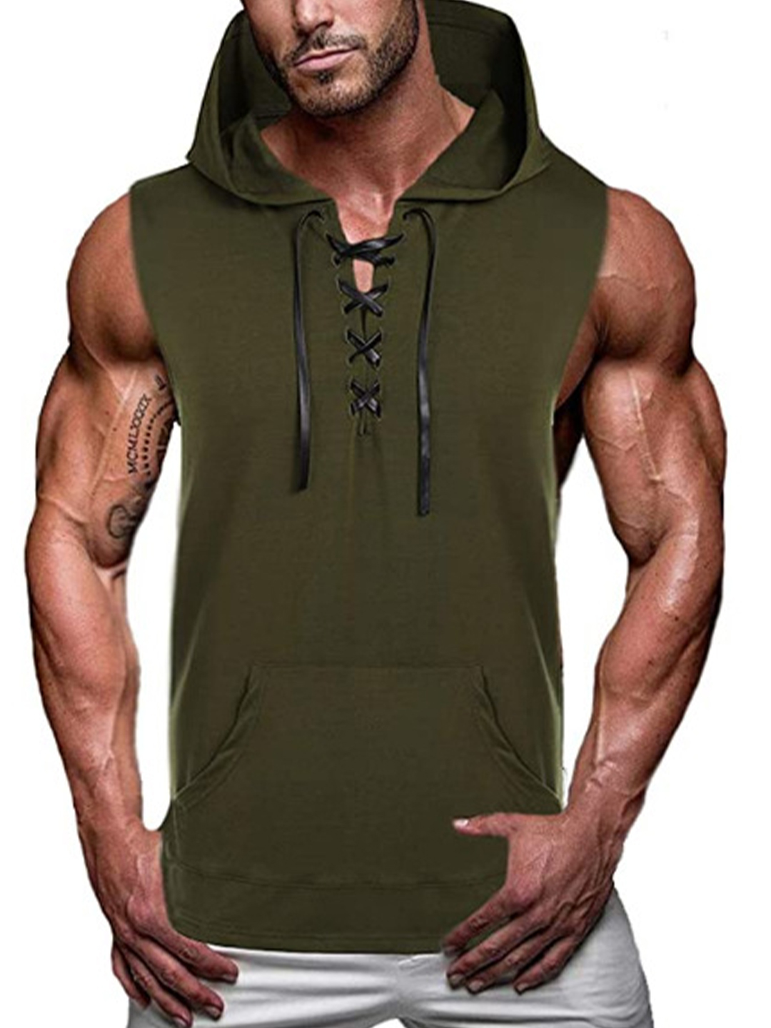 Men's Drawstring Hoodie Fitness Vest