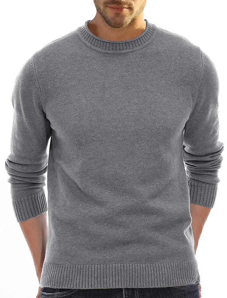 Men's Rund Neck Solid Color Casual Knit Sweater