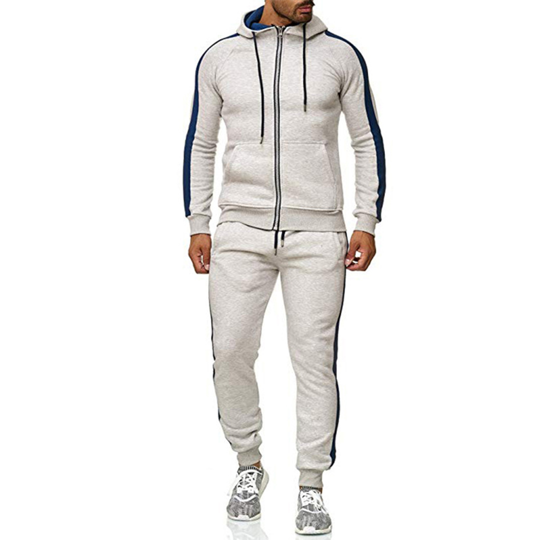 Men's Spliced Breathable Hoodie Casual Running Tracksuit