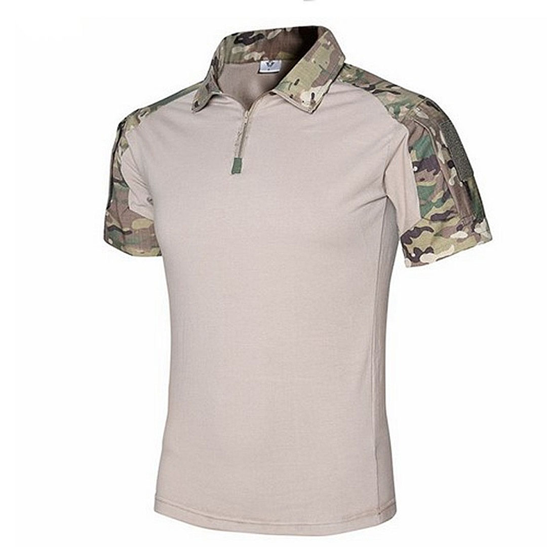 Men's Patchwork Polo Collar Casual T-shirt
