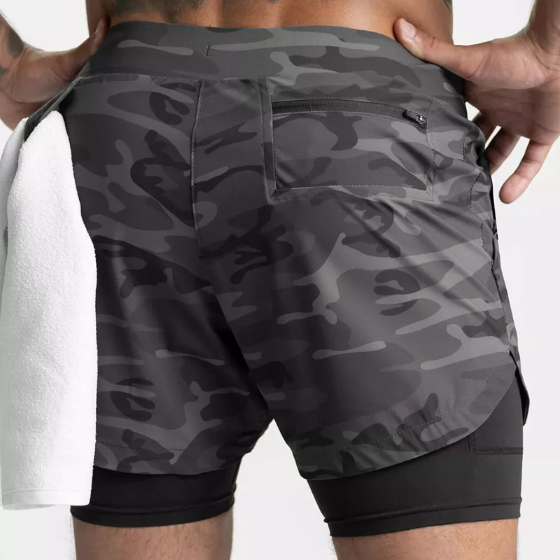 Men's Double Pocket Drawstring Gym Shorts