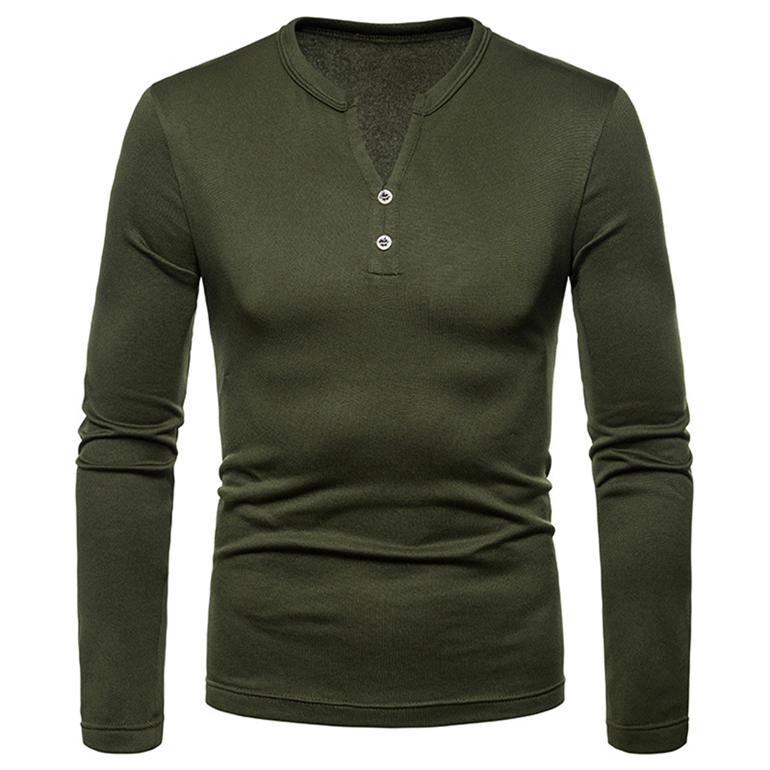 Men's V-neck Stretch Solid Color Casual T-shirt
