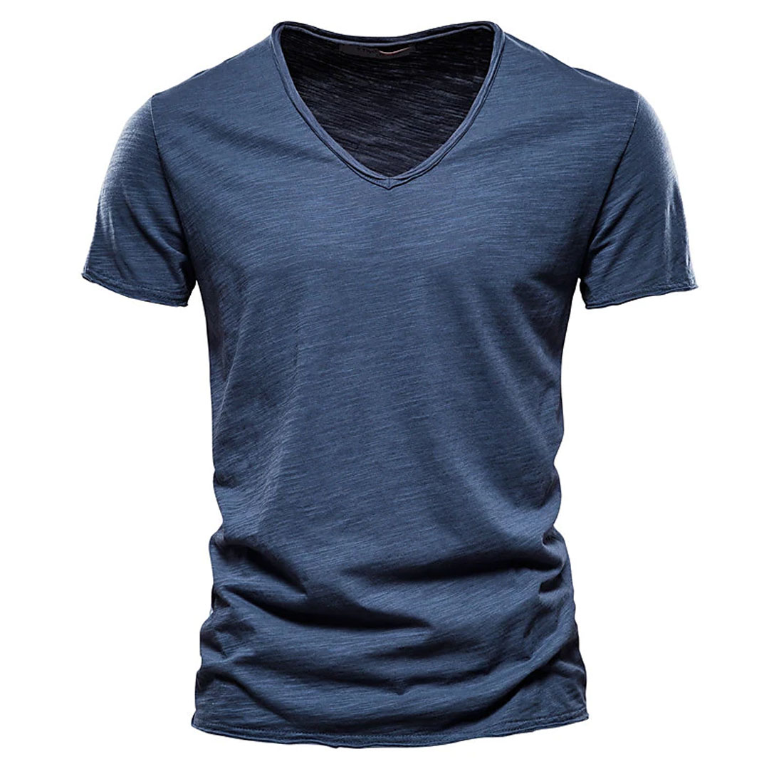 Men's V-Neck Slub Cotton T-Shirt