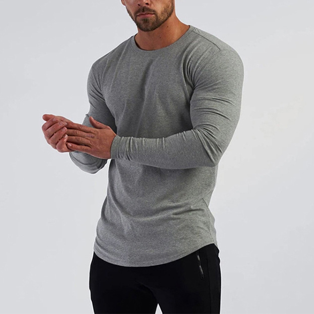 Men's Round Neck Long Sleeve Fitness Top