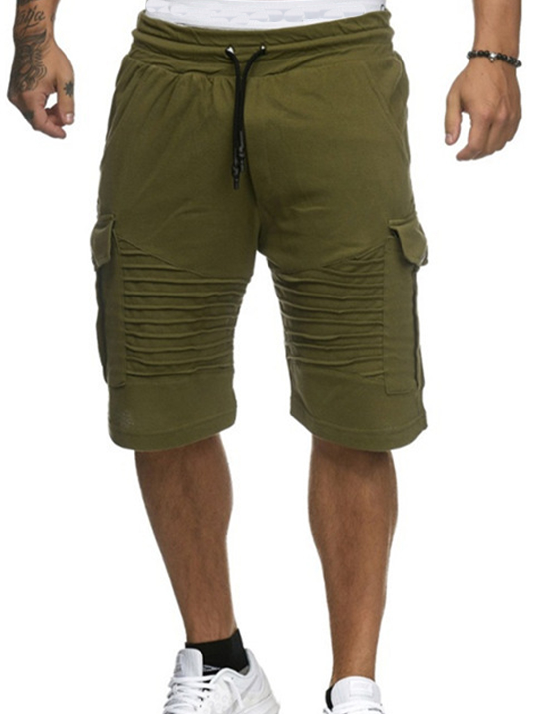 Men's Solid Color Pleated Breathable Shorts