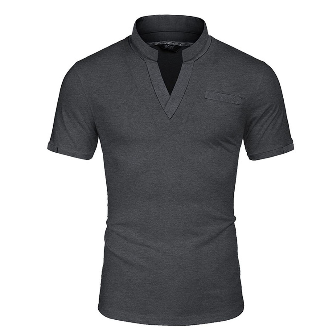 Men's Patchwork Polo Collar Breathable T-shirt