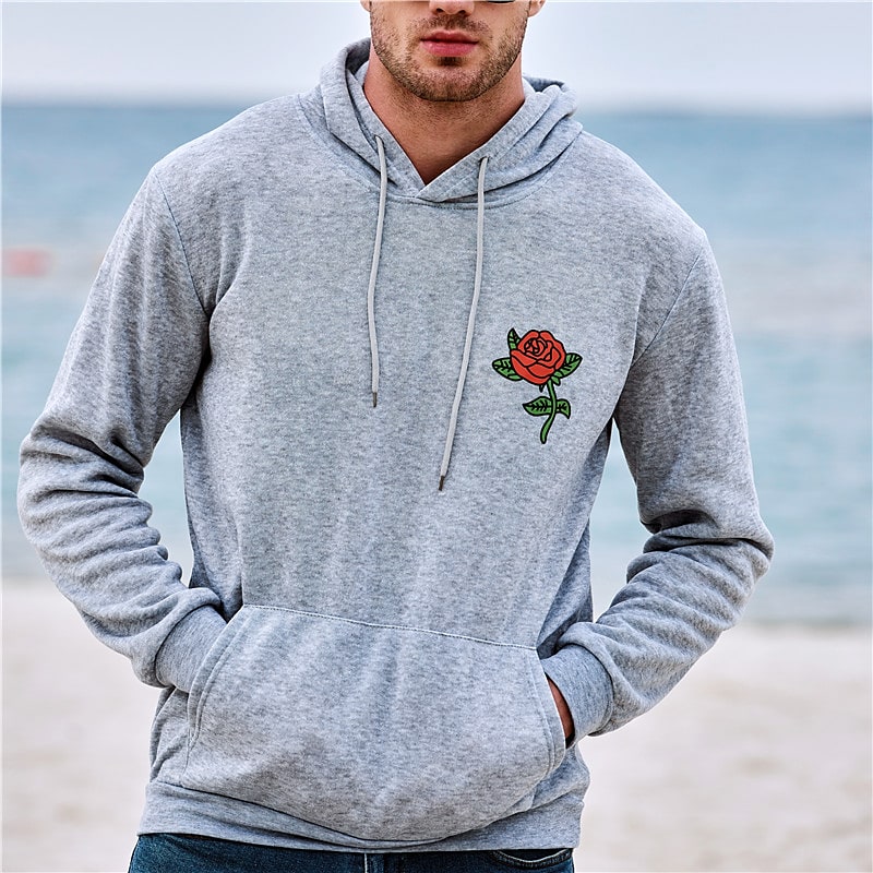 Men's Pullover Sweatshirt Floral Casual Hoodie