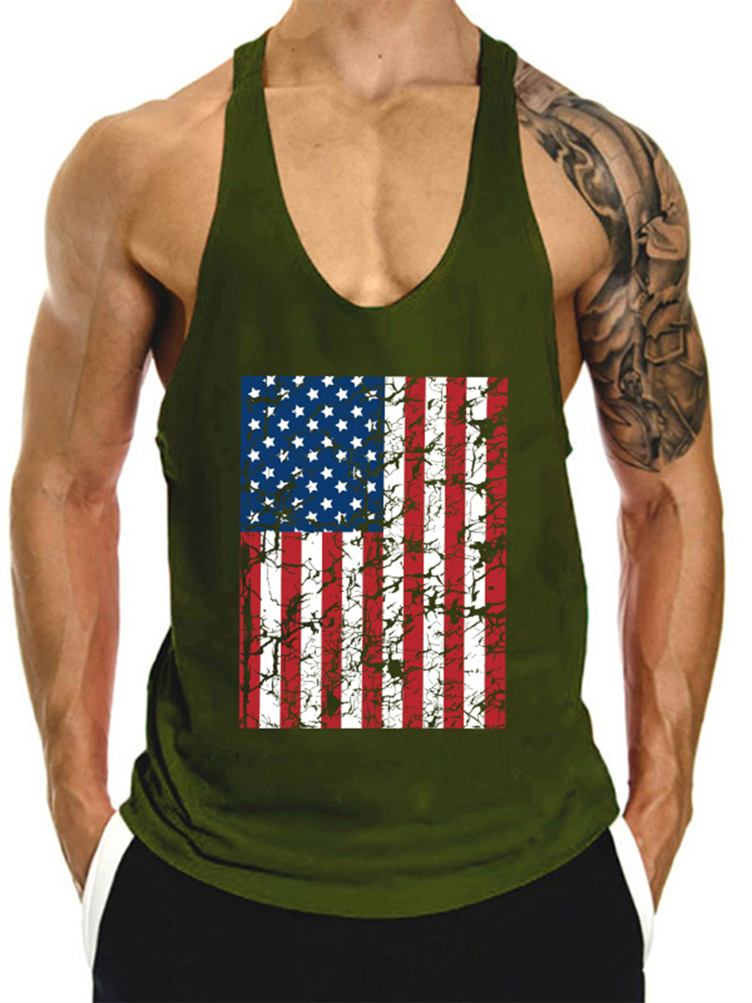 Men's Flag Print Breathable Vest