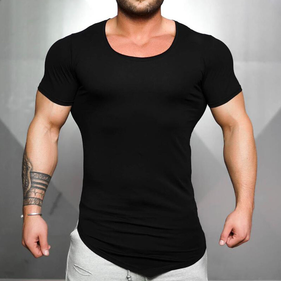 Men's Plain Irregular Short-Sleeved T-shirt
