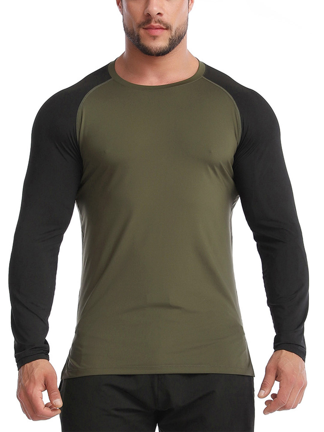 Men's Long Sleeve Contrasting Colours Fitness T-Shirt