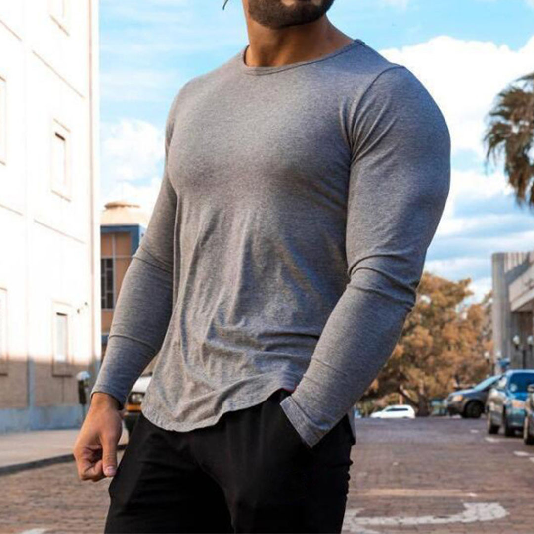 Men's Long-Sleeved Basic Fitness T-Shirt