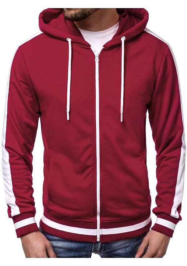 Men's Matching Color Drawstring Casual Running Hoodie