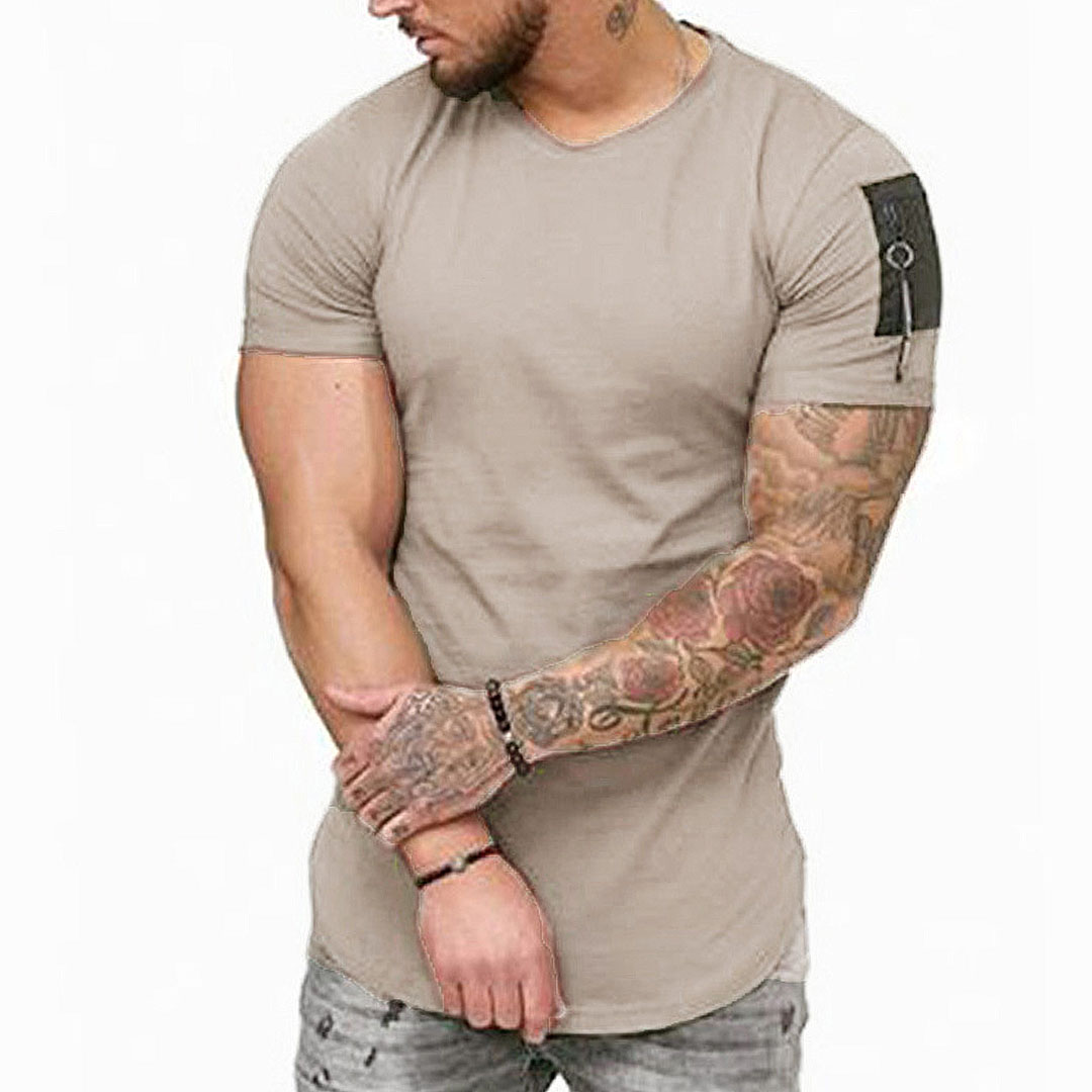 Men's Zip-Up Short Sleeve Sport T-Shirt
