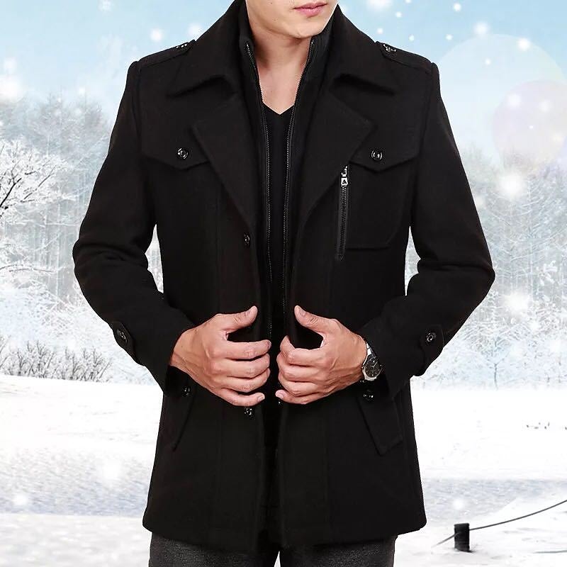 Gymstugan Solid Colored Rolled collar Winter Coat