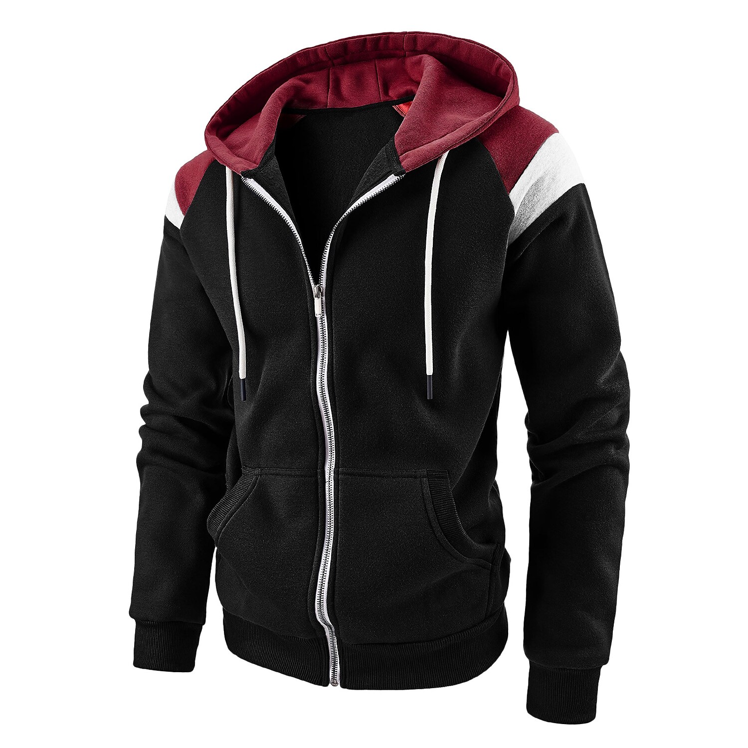 Gymstugan Unisex Zip Hoodie Sweatshirt Full Zip Hoodie Wine Red Khaki