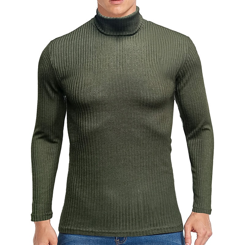 Gymstugan Turtleneck shirt Solid Color Rolled collar