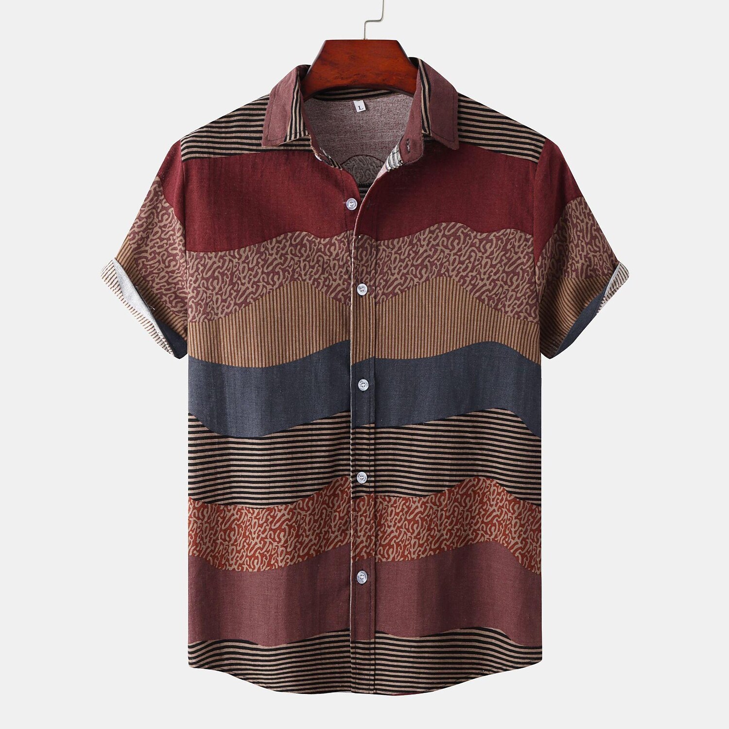 Men's Striped Color Block Short Sleeve Shirt