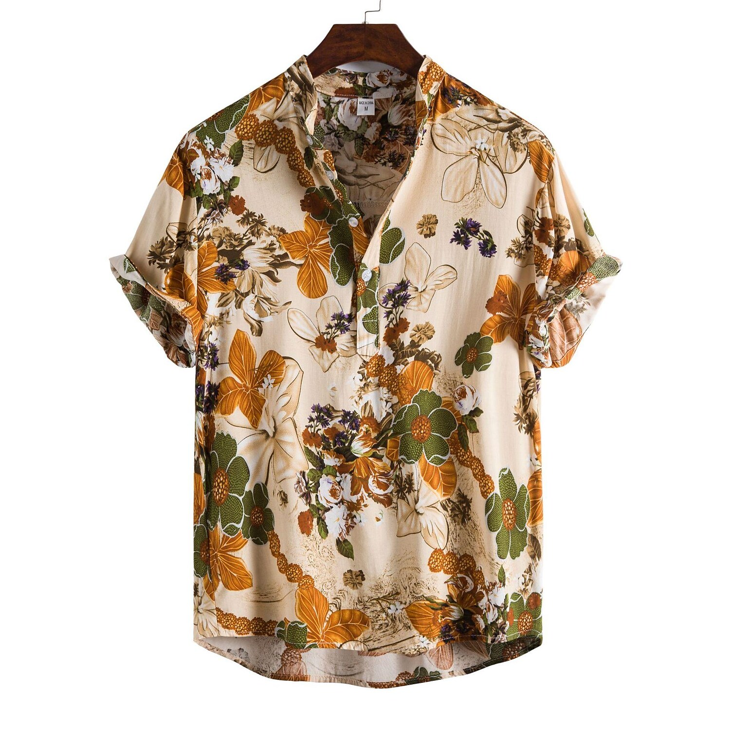 Men's Beach Print Short Sleeve Shirt