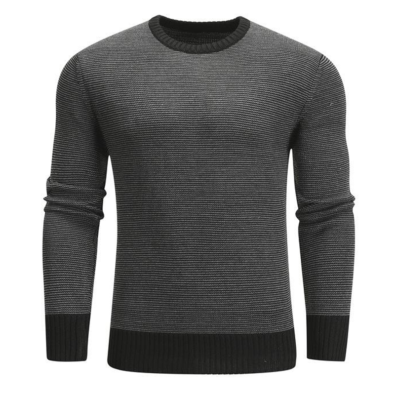Rogoman Men's Contrast Neck And Hem Slim Fit Crew Neck Pullover Sweater
