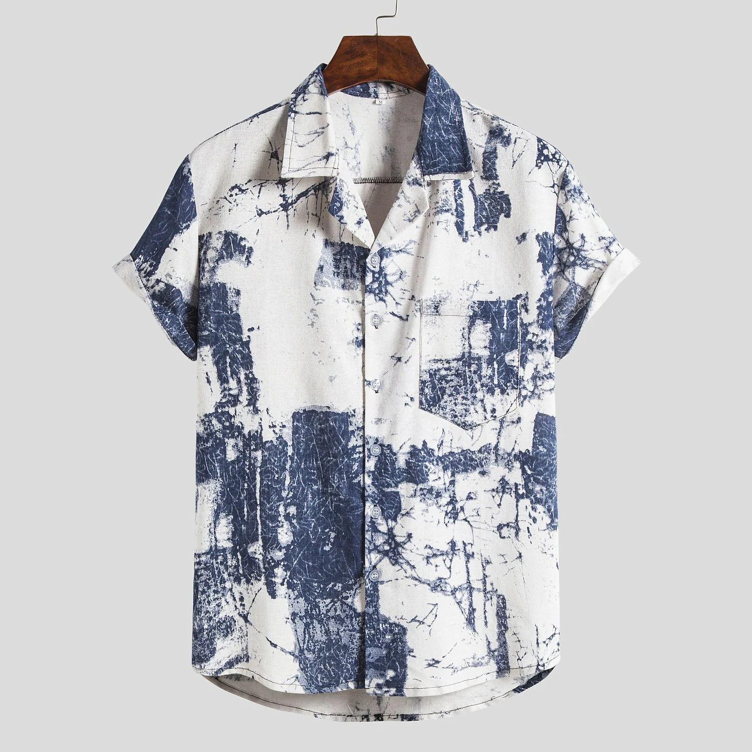 foreign trade new men's short-sleeved shirt suit youth popular floral short-sleeved shirt men's european and american style men's shirt