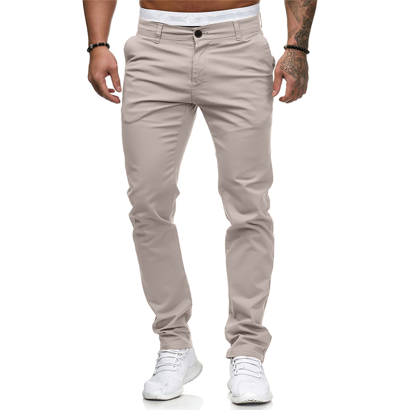 Rogoman Men's Straight Solid Color Slim Ft Chino Pants 