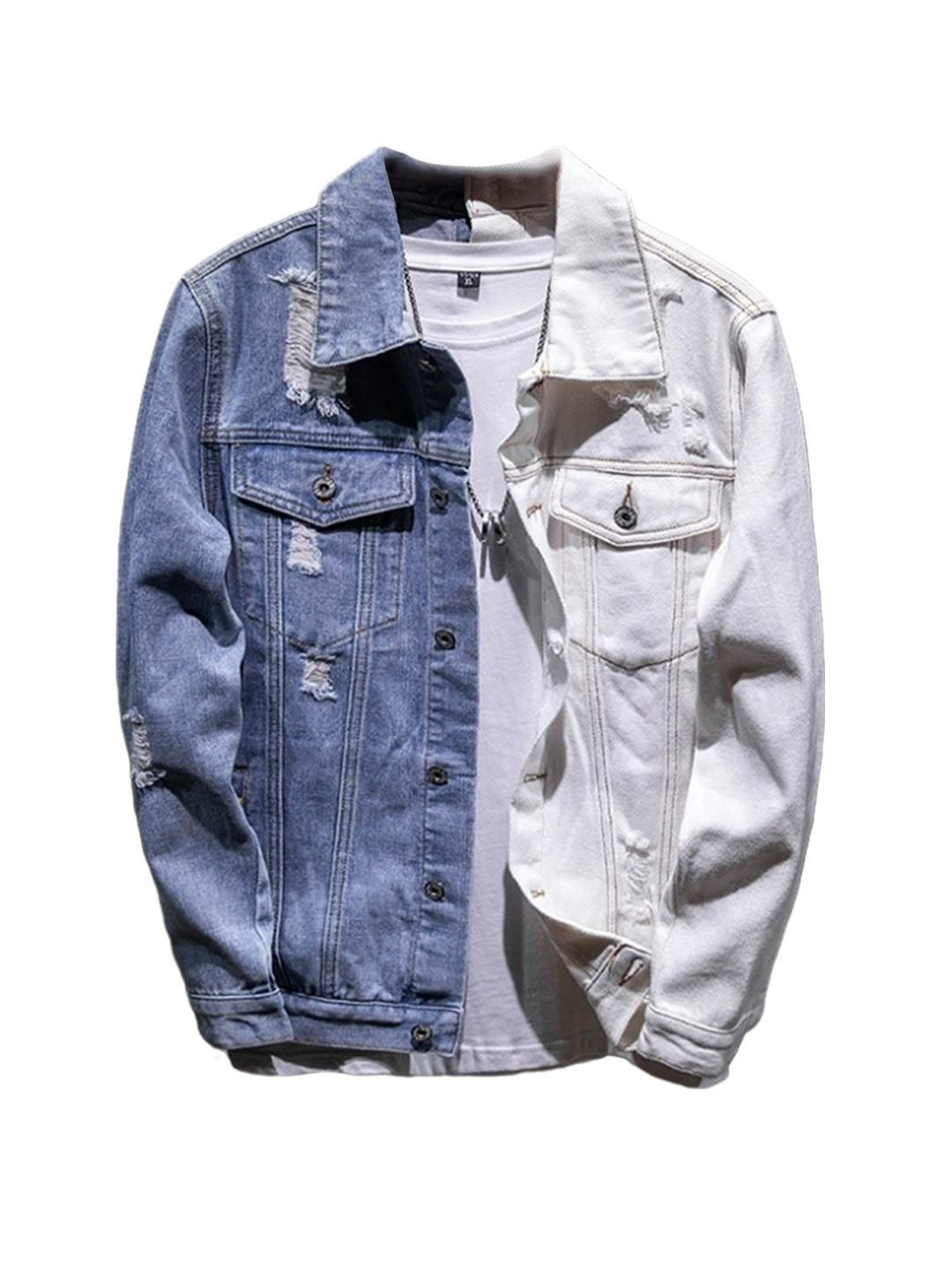 ripped light denim jacket