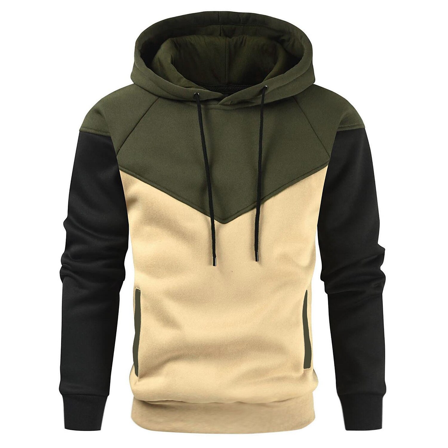 Rogoman Men's Hoodie Pullover Patchwork Drawstring Sweatshirt With Pocket Sports & Outdoor Casual Daily 