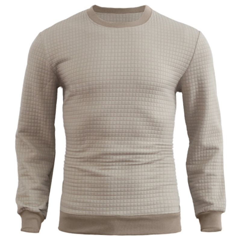 Rogoman Men's Jacquard Small Check Pullover Slim Sweatershirt