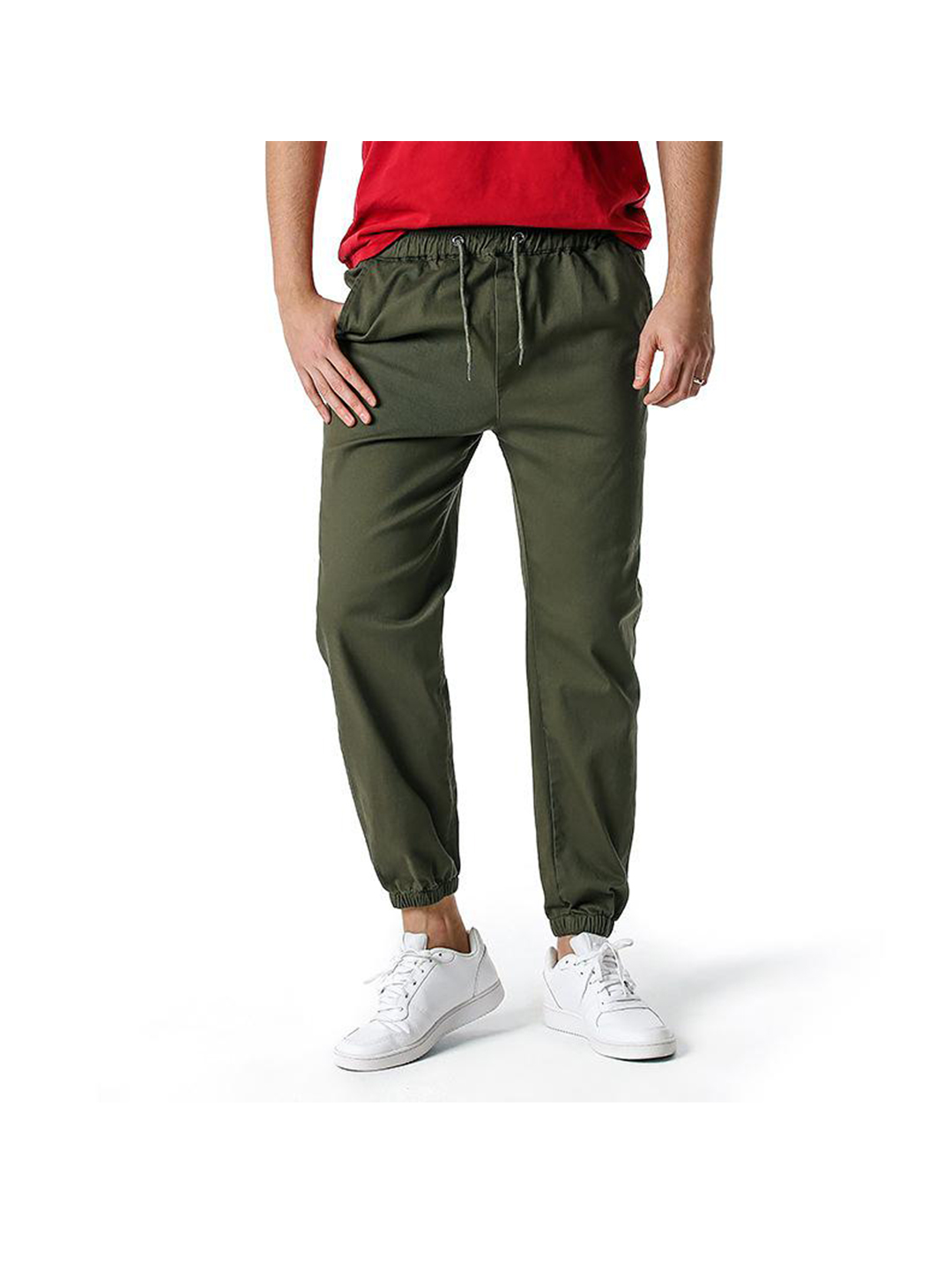 Howell Solid Color Adjustable Waist Casual Jogger