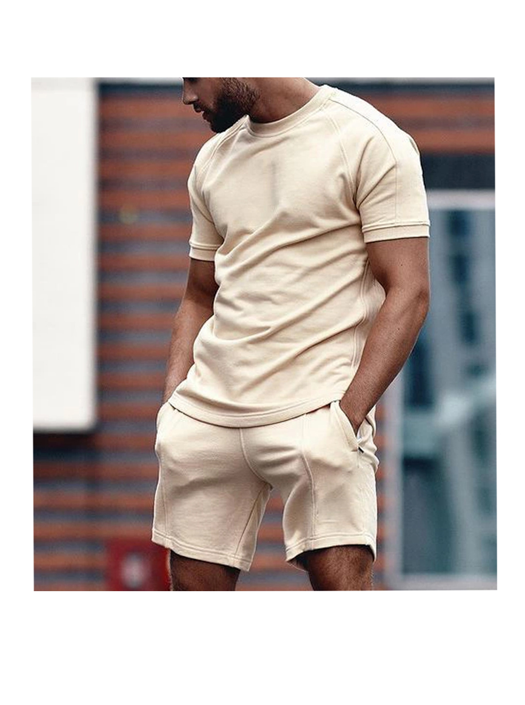 Ruben Solid Color Short Sleeve Shorts Two-Piece Suit