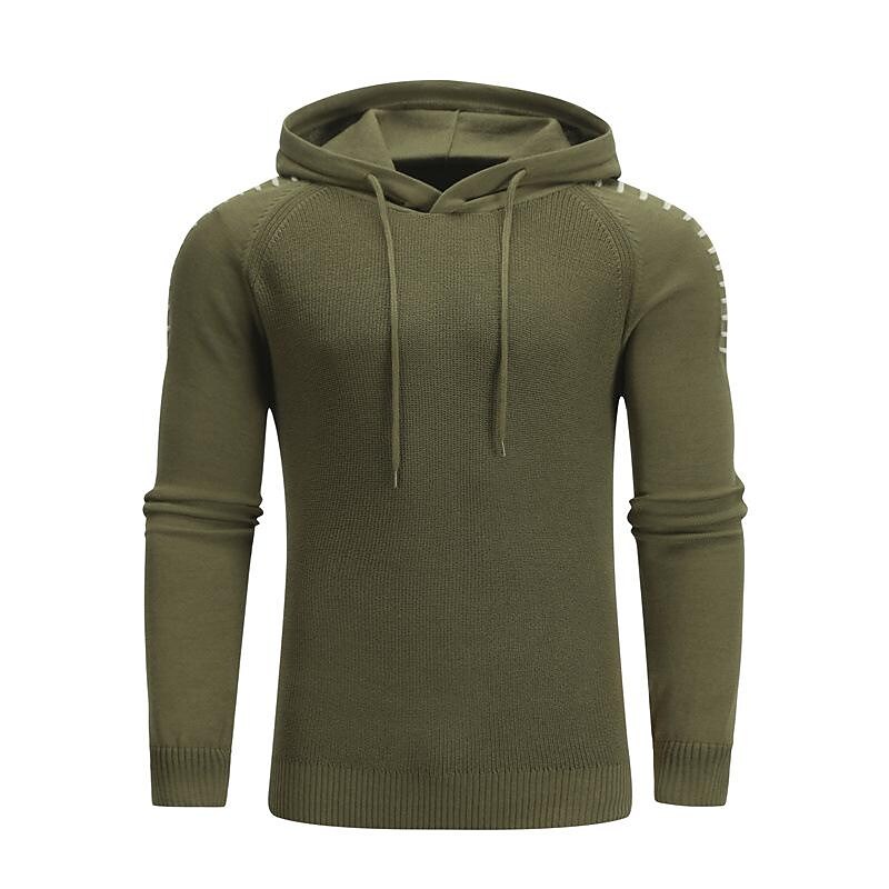 Rogoman Men's Pullover Solid Color Patchwork Hooded  Sweater Casual Daily Outdoor 