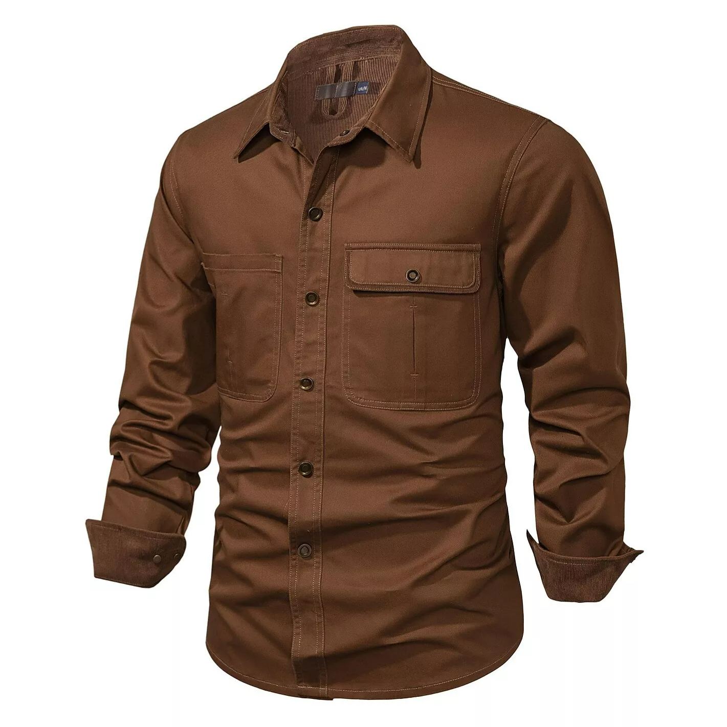 Men's Retro Style Lapel Corduroy Contrast Color Cotton Shirt