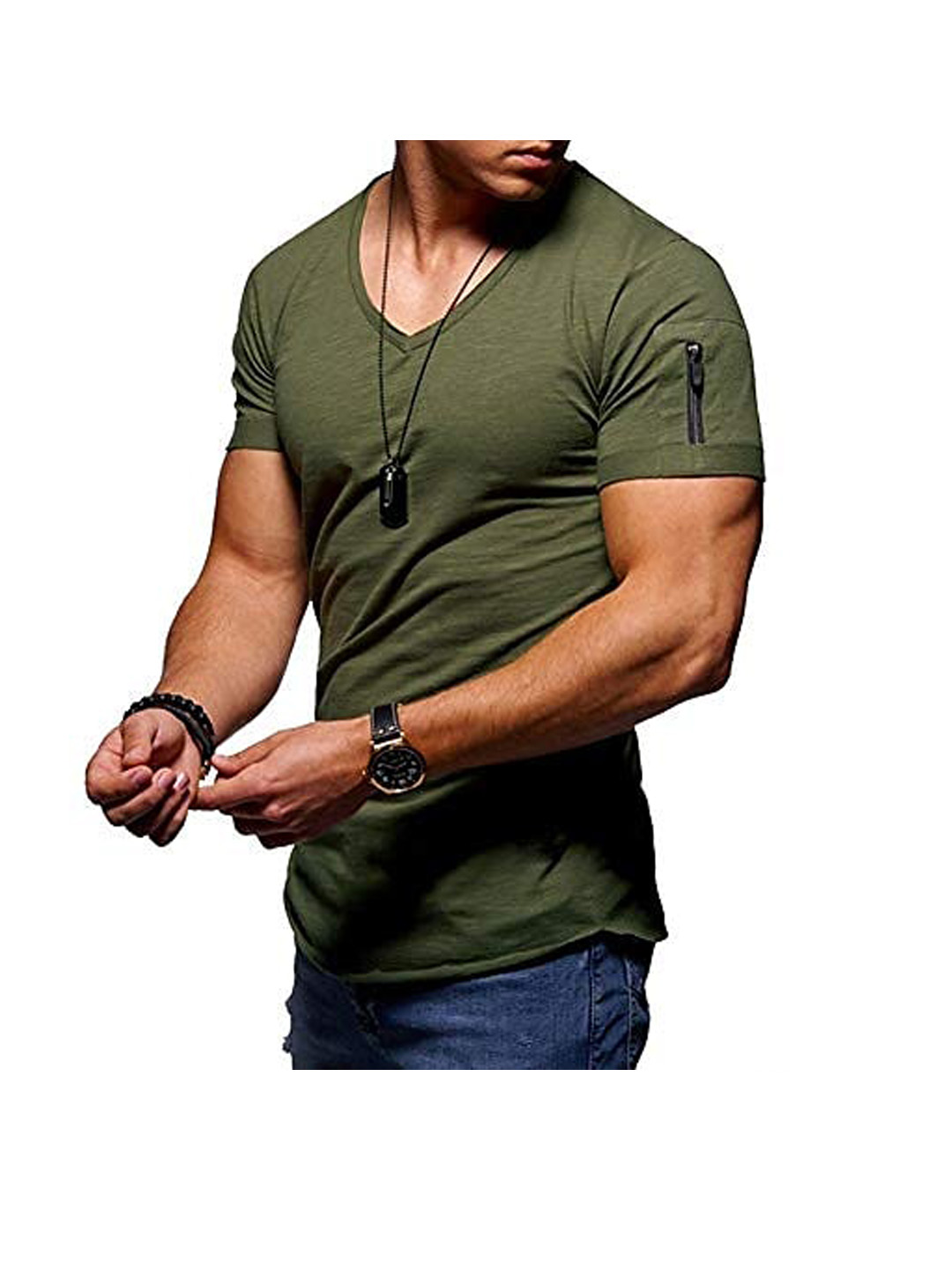 Zachary V- neck Solid Color T-shirt 