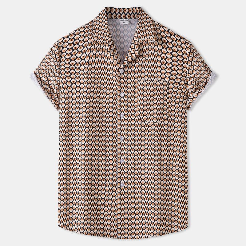 Men's Hawaiian Beach Style Cuban Collar Short Sleeve Printed Shirt