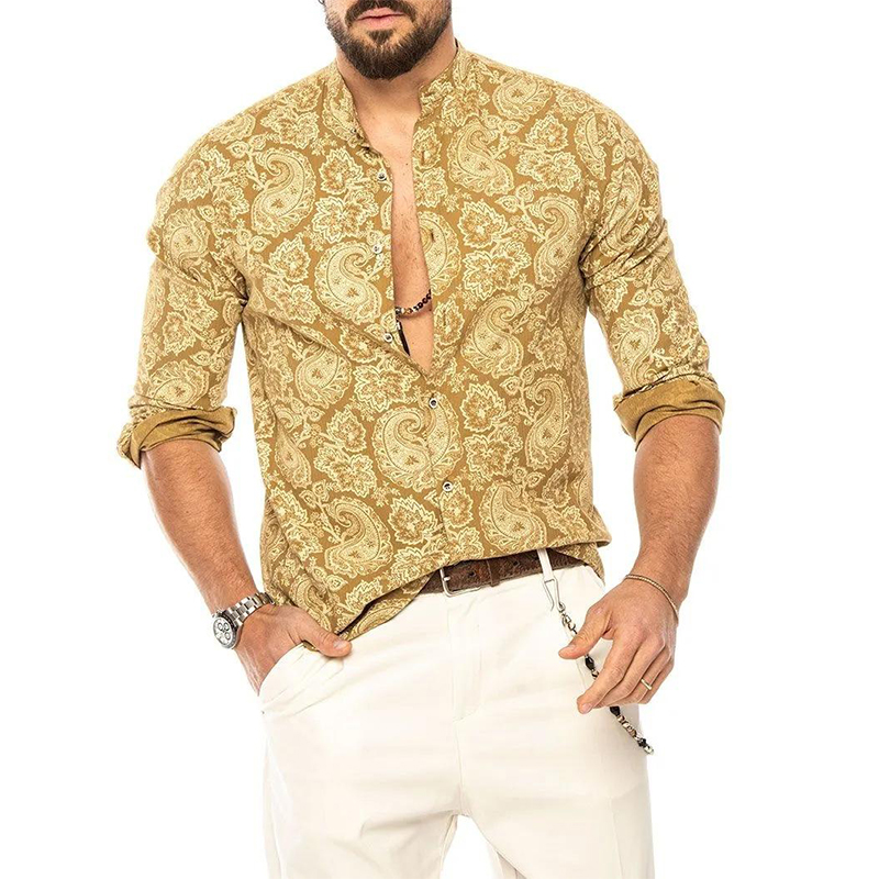 Men's Resort Floral Print Long-sleeve Shirt