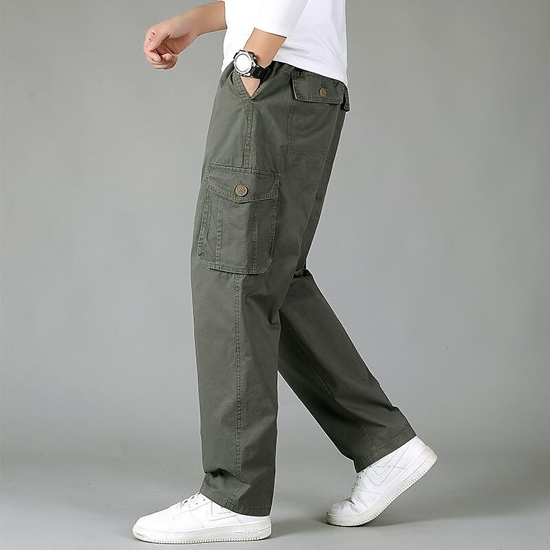 Men's Elastic Waist Straight Cargo Pants-poisonstreetwear.com
