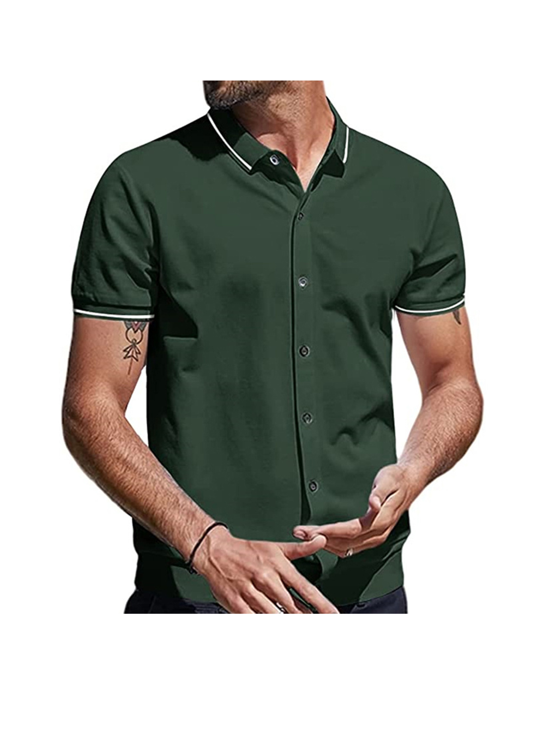 Taylor Solid Color Casual Button-Down Short Sleeve Shirt