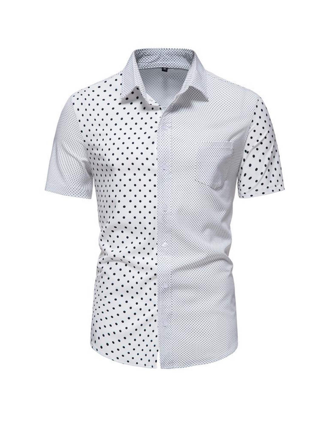 Beard Polka Dot Color Block Short Sleeve Shirt