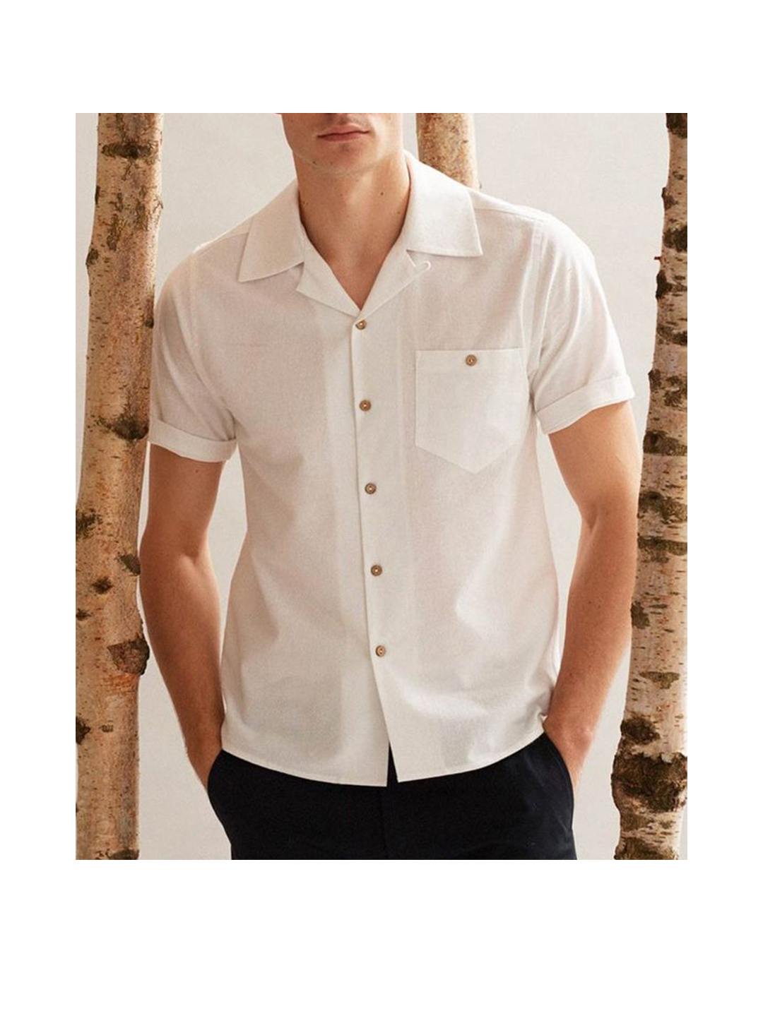 Dotson Faux Linen Solid Color Shirt