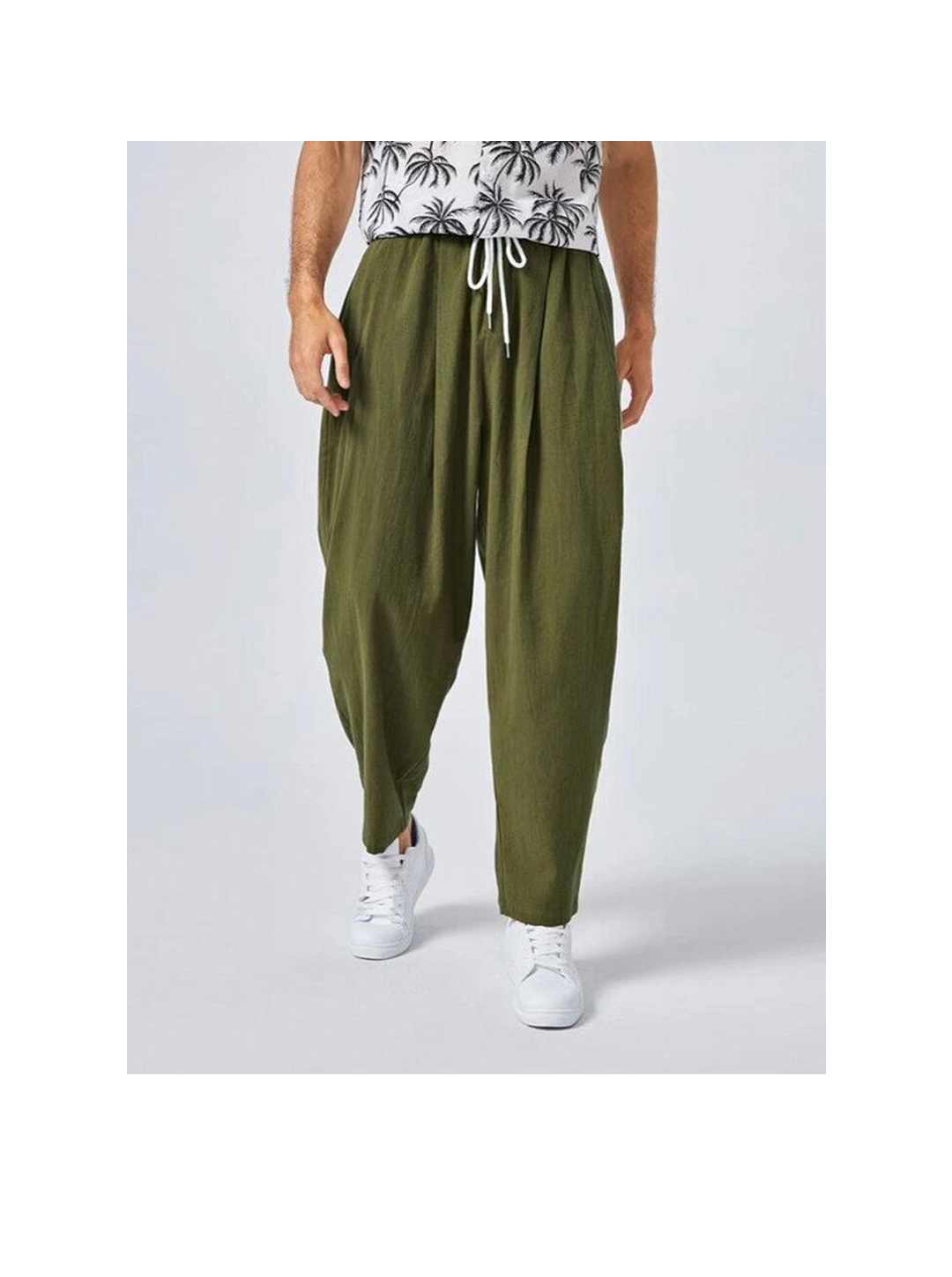 Agnew Mid Waist Solid Color Casual Pants