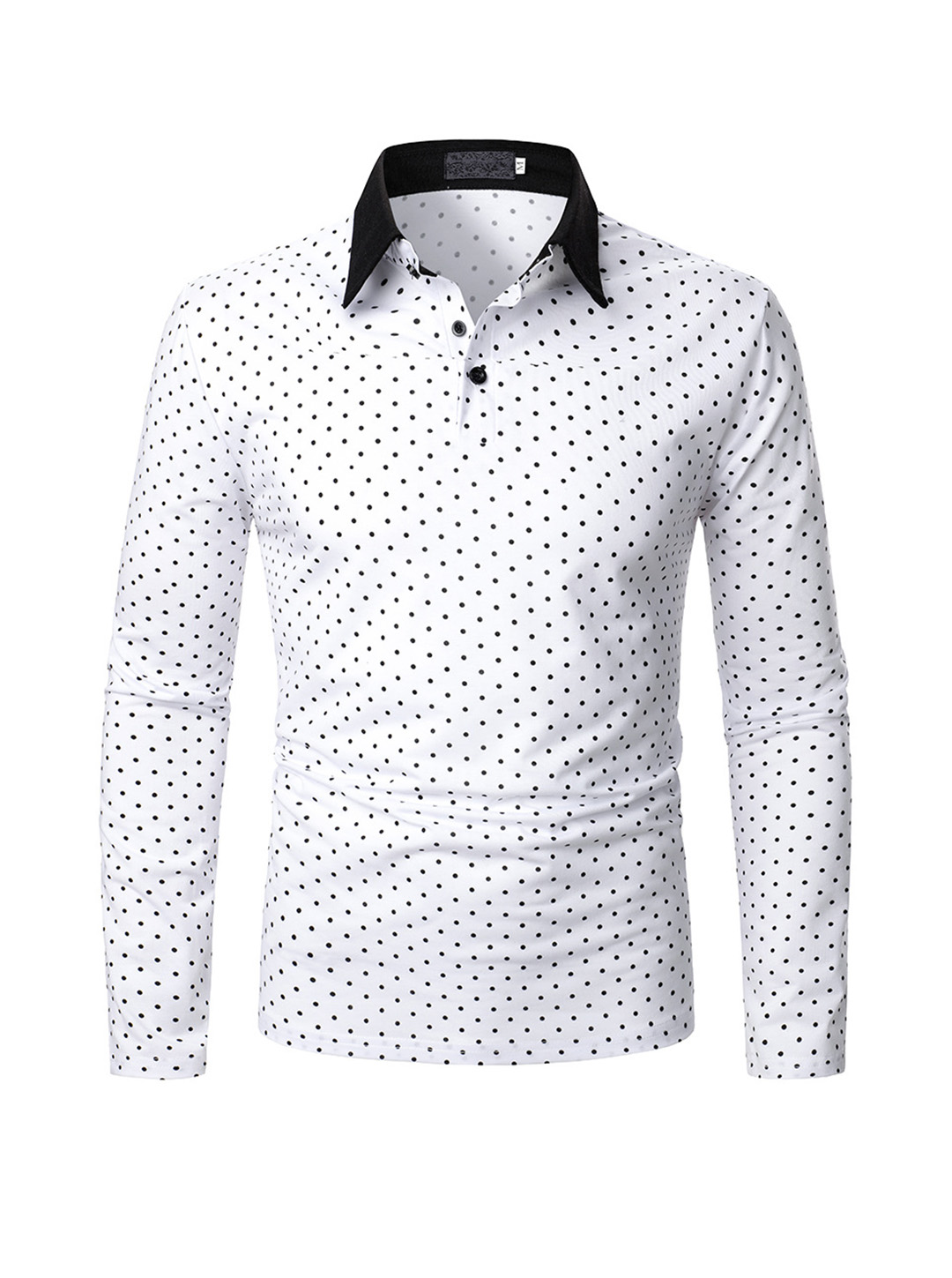 amazon aliexpress foreign trade men's polo shirt small dot fashion design men's long sleeve polo cdb13