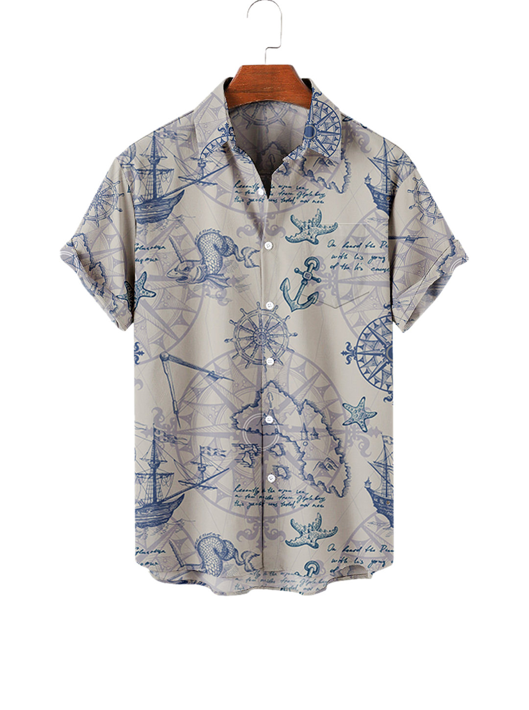 Mark Nautical Printing Short Sleeve Shirt