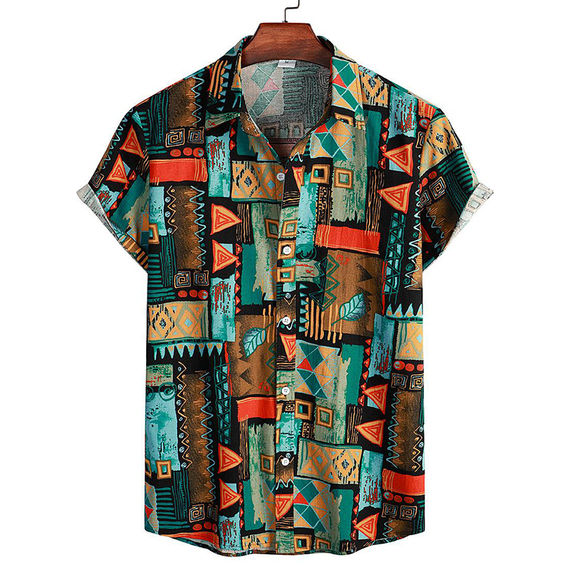 Men's Hawaiian Beach Floral Print Short Sleeve Shirt