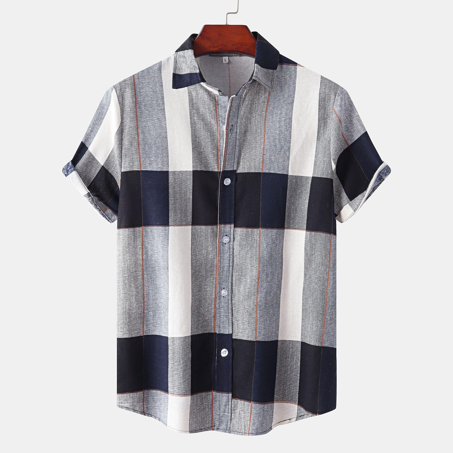 Men's Contrast Check Print Short Sleeve Shirt